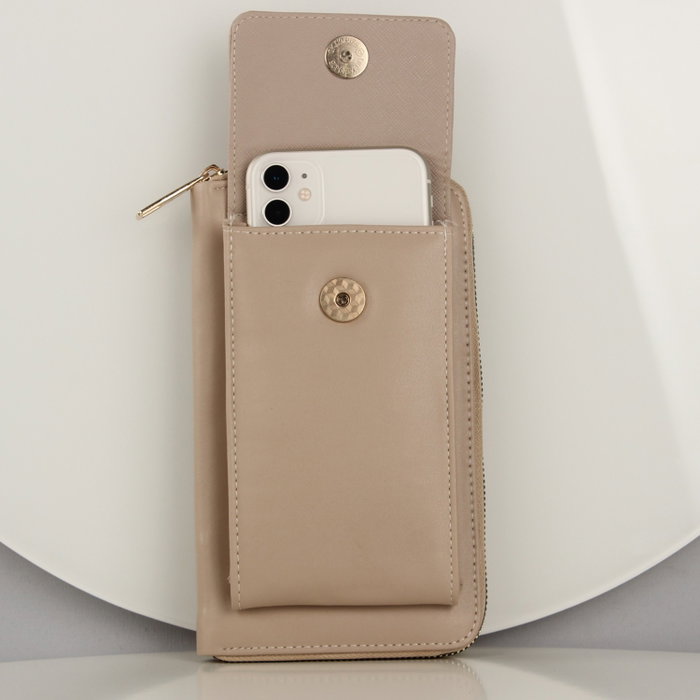 Zoozie Bags Bolsa de Teléfono de Cuero Crossbody con Billetera, Visón